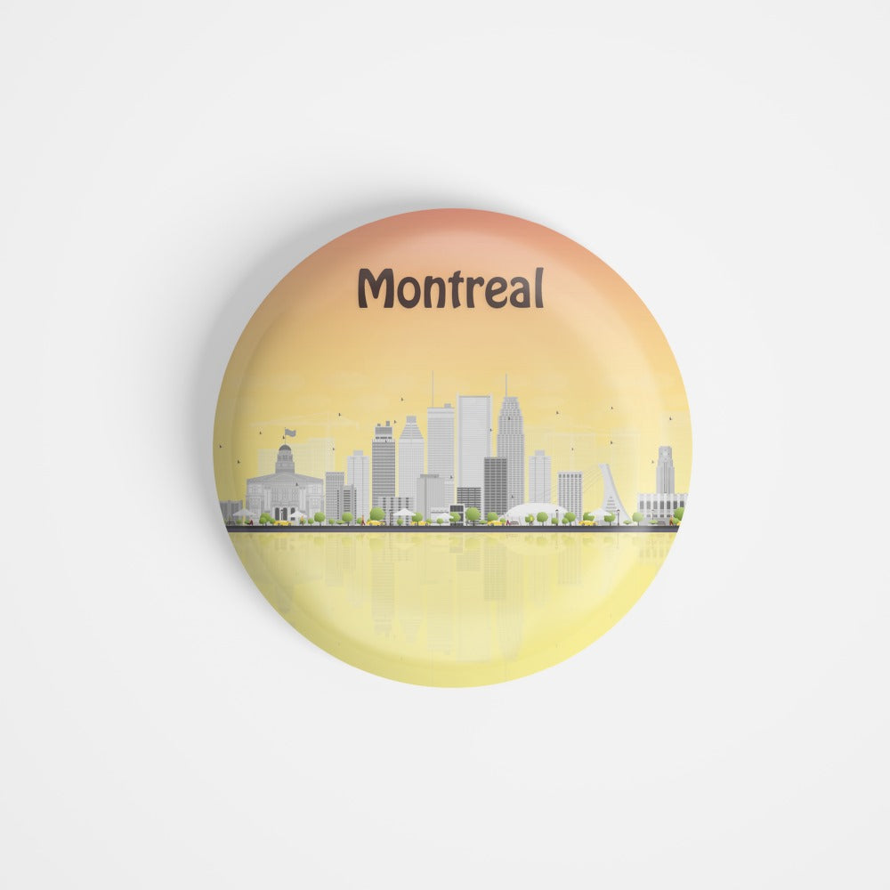 dhcrafts Round Fridge Magnet Multicolour Places Montreal City In Canada's Québec Province Glossy Finish Design Pack of 1 (75 mm)